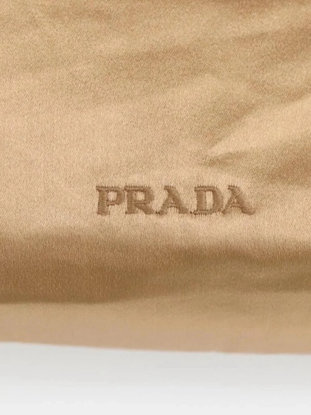 PRADA Tote Bag Satin Gold Tone Gold Auth bs19851